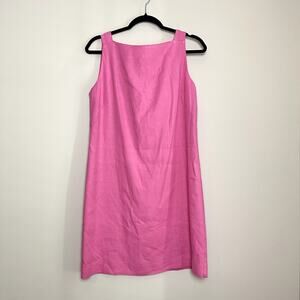 Ann taylor Pink Square Neck Linen Blend Sheath Career Lined Mini Dress Sz S